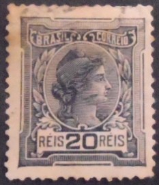Selo postal do Brasil de 1918 Alegoria República 20 - 155 U