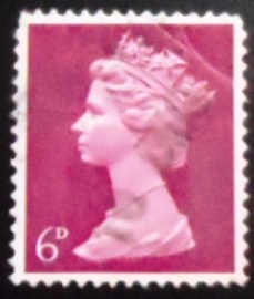Selo postal do Reino Unido de 1968 Queen Elizabeth II 6d Predecimal Machin