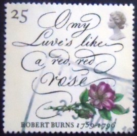 Selo postal do Reino Unido de 1996 O my Luve's like a red
