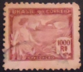 Selo postal do Brasil de 1921 Navegação 1000
