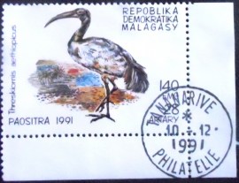 Selo postal de Madagascar de 1991 Sacred Ibis