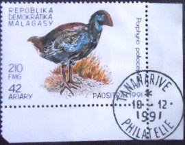 Selo postal de Madagascar de 1991 Grey-headed Swamphen