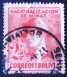 Selo postal da Bolívia de 1953 Miner