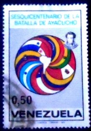 Selo postal da Venezuela de 1974 Flags