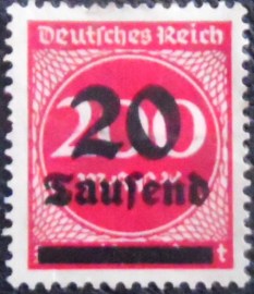 Selo postal Alemanha Reich de 1923 Surcharge 20T on 200