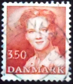 Selo postal da Dinamarca de 1990 Queen Margrethe II 3,5