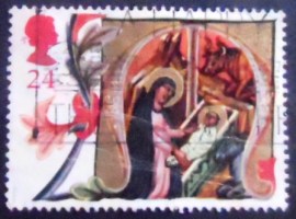 Selo postal do Reino Unido de 1991 Mary and Jesus in Stable