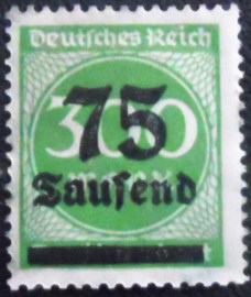 Selo postal Alemanha Reich de 1923 Surcharge 75T on 300m