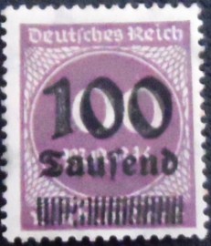 Selo postal Alemanha Reich de 1923 Surcharge 100T on 100m