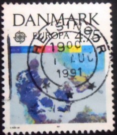 Selo postal da Dinamarca de 1991 Picture of Denmark's Land Temperatures