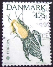 Selo postal da Dinamarca de 1992 Head of maize
