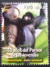 selo postal do Peru de 2014 White-bellied Spider Monkey