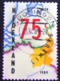 Selo postal da Holanda de 1989 Map of Belgian and Dutch Limburg