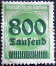 Selo postal Alemanha Reich de 1923 Surcharge 800T on 300m