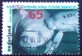 Selo postal da Holanda de 1988 West Indian Manatee