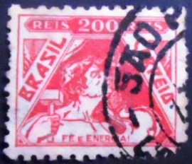 Selo postal do Brasil de 1933 Fé e energia 200