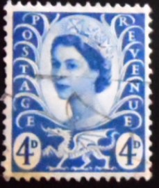 Selo postal do País de Gales de 1966 Queen Elizabeth II Wales