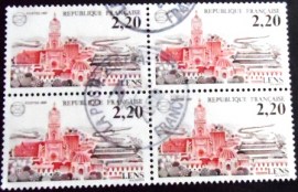 Quadra de selos da França de 1987 French Federation of Philatelic Societ