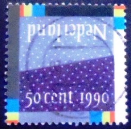 Selo postal da Holanda de 1990 Land and air