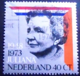 Selo postal da Holanda de 1973 25th Anniversary of Reign