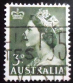 Selo postal da Austrália de 1953 Queen Elizabeth II 3