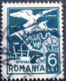 Selo postal da Romênia de 1929 Eagle Carrying Coats of Arms 6