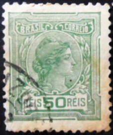 Selo postal do Brasil de 1918 Alegoria República 50  - 164 U