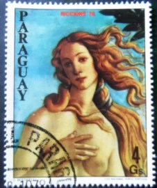 Selo postal do Paraguai de 1978 The Birth of Venus