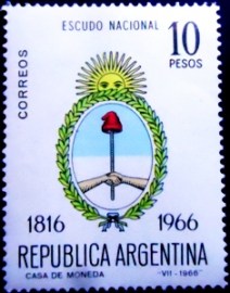Selo postal da Argentina de 1966 Escudo Nacional