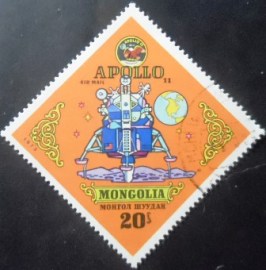 Selo postal da Mongólia de 1973 Apollo 11