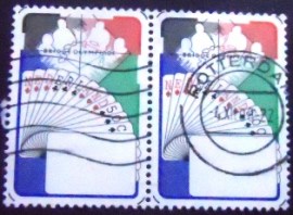 Par de selos postais da Holanda de 1980 Bridge Olympiade