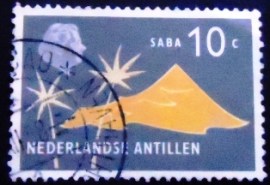 Selo postal das Antilhas Holandesas de 1958 Extinct Volcano and Palms Saba