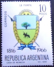 Selo postal da Argentina de 1966 La Pampa
