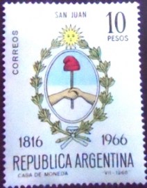 Selo postal da Argentina de 1966 San Juan