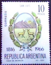Selo postal da Argentina de 1966 San Luis