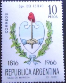 Selo postal da Argentina de 1966 Del Estero