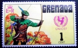 Selo postal de Granada de 1972 Robin Hood