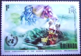 Selo postal de Granada de 1973 Poseidon Normad storm detector