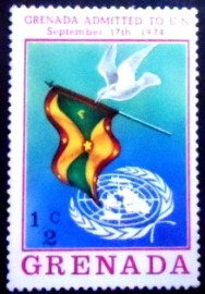 Selo postal de Granada de 1975 Grenada's Admission to the U.N.