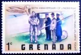 Selo postal de Granada de 1978 Spirit of St. Louis
