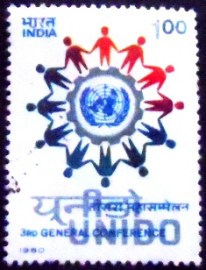 Selo postal da Índia de 1980 3rd UNIDO General Conference