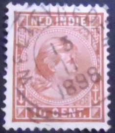 Selo das Índias Orientais Holandesas de 1895 Queen Wilhelmina 10