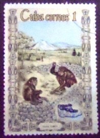 Selo postal de Cuba de 1967 Homo habilis