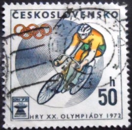 Selo postal da Tchecoslováquia de 1972 Bicycling