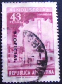 Selo postal da Argentina de 1965 Factory and cogwheel
