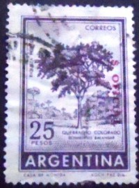 Selo postal da Argentina de 1967 Red Quebracho ovpt