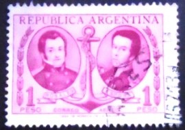 Selo postal da Argentina de 1957 Leonardo Rosales and Tomas Espora