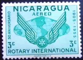 Selo postal da Nicarágua de 1955 Rotary Emblem and Globe 3