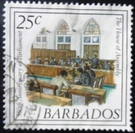 Selo postal de Barbados de 1989 Assembly Chamber