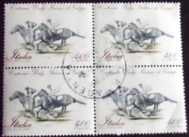 Quadra de selos da Itália de 1984 Italian Derby